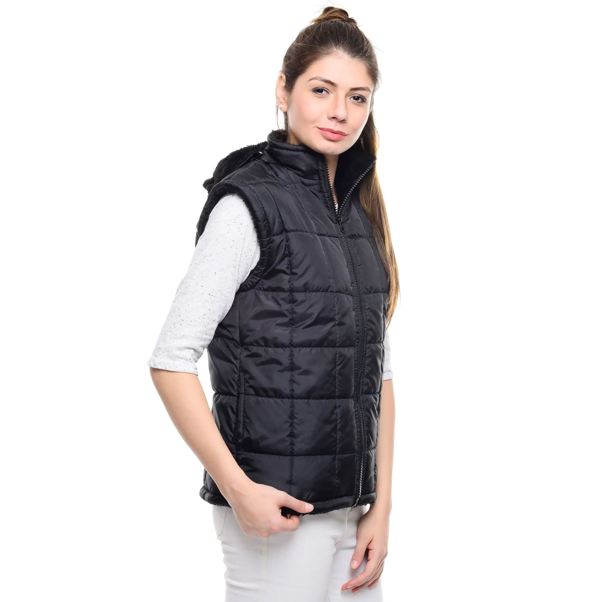 A black quilted vest with a stand-up collar, standing in for the ORORO Classic Heated Vest